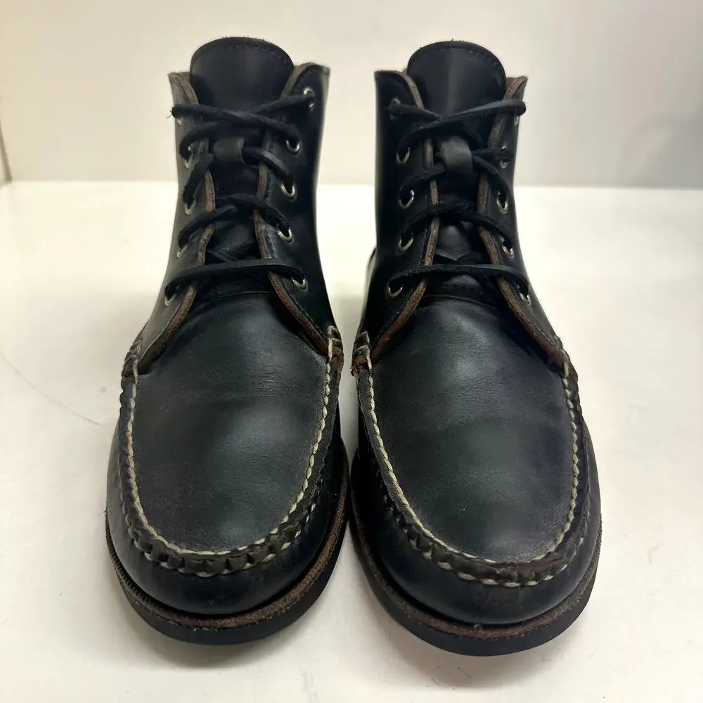 EUC Rancourt & Co x Club Monaco 5-Eyelet Mid Ranger Moc Boot Black Made in USA 7